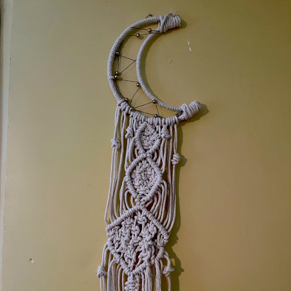 Handmade macrame moon dream catcher